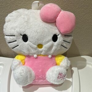 New Hello Kitty Plush Backpack with Pink Bow & adjustable straps. Zips
